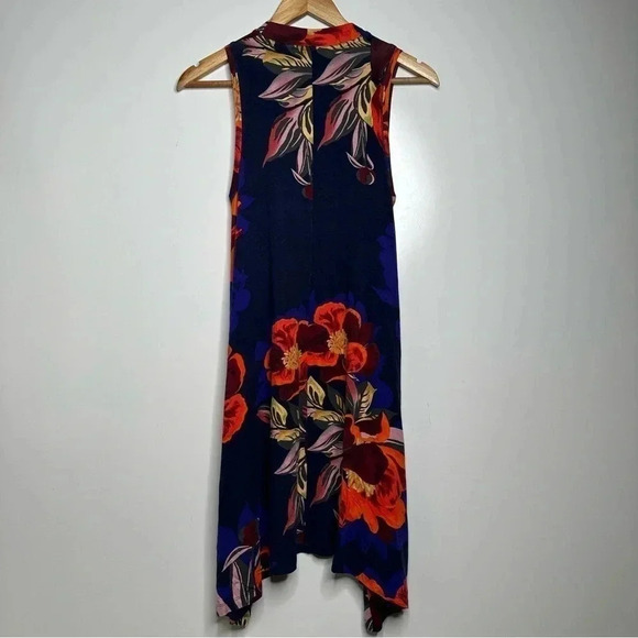 Maeve Anthropologie Navy Floral Sleeveless Mock Neck Swing Dress Size Small - Picture 7 of 9